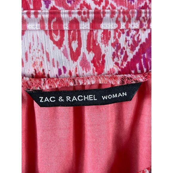 Zac & Rachel Woman Geometric Printed Chiffon Flutter Sleeve Blouse 1X Pink Boho - Picture 5 of 8